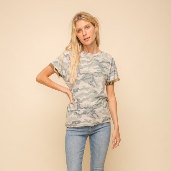 HEM & THREAD Misty Camo Crew Neck Tee | Soft Brushed Cotton Camo T-Shirt - Picture 5 of 8